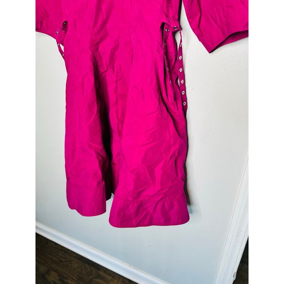 3.1 PHILLIP LIM Purple Cotton Blend A-Line Puff Sleeve Godet Dress Size 10 - Picture 7 of 12